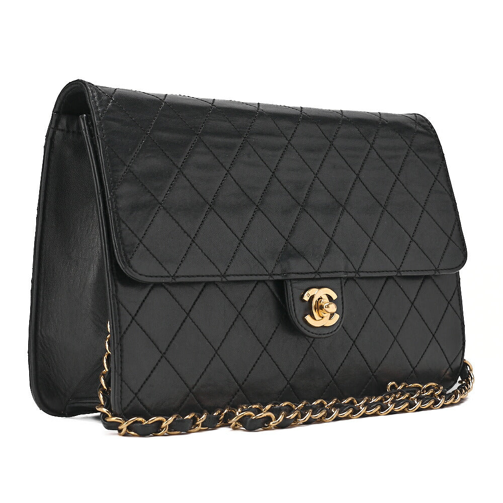 CHANEL Matelasse Turnlock 25cm Single Chain Shoulder Black Gold-Tone Hardware, Pre-Owned