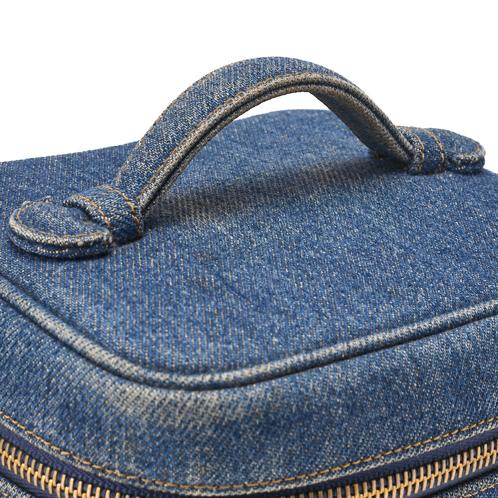 CHANEL Cocomark Vanity Handbag Denim Blue Gold-Tone Hardware, Pre-Owned