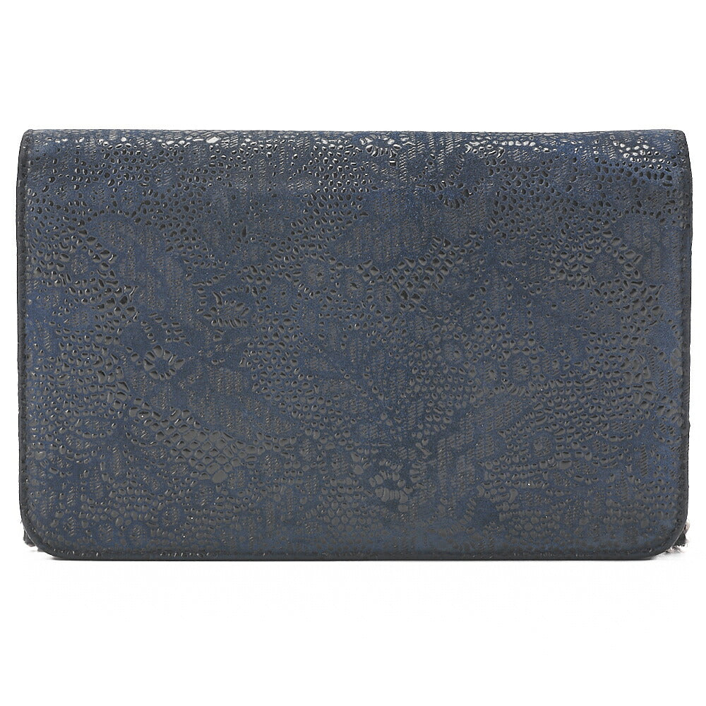 CHANEL Lace Ismore Chain Wallet Goat Skin Navy Silver-Tone Hardware, Pre-Owned