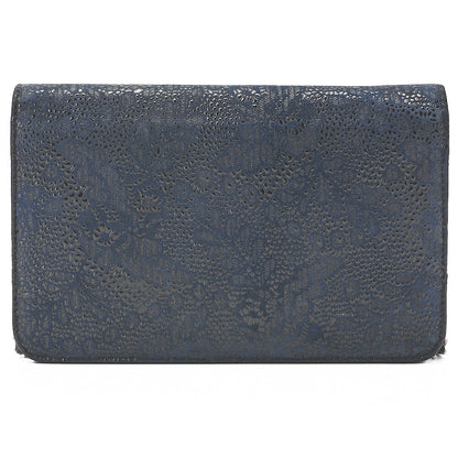 CHANEL Lace Ismore Chain Wallet Goat Skin Navy Silver-Tone Hardware, Pre-Owned