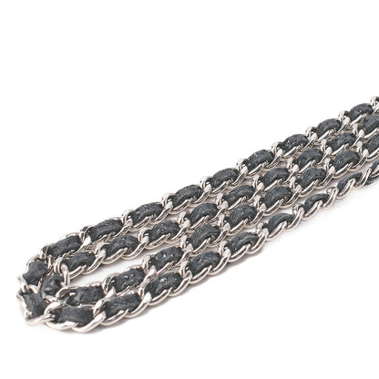 CHANEL Lace Ismore Chain Wallet Goat Skin Navy Silver-Tone Hardware, Pre-Owned