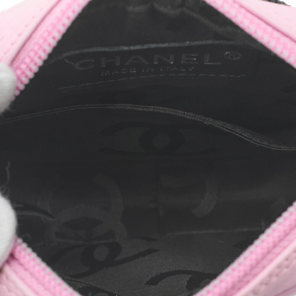 CHANEL Cambon Line Matelasse Calfskin Pink x Black Mini Shoulder Bag Silver-Tone Hardware, Pre-Owned