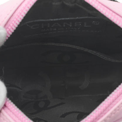 CHANEL Cambon Line Matelasse Calfskin Pink x Black Mini Shoulder Bag Silver-Tone Hardware, Pre-Owned