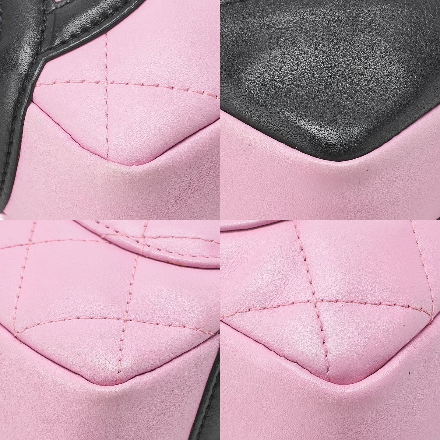 CHANEL Cambon Line Matelasse Calfskin Pink x Black Mini Shoulder Bag Silver-Tone Hardware, Pre-Owned