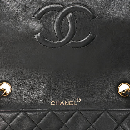 CHANEL Lambskin Matelasse Full Flap 23cm Chain Shoulder Black Gold-Tone Hardware, Pre-Owned