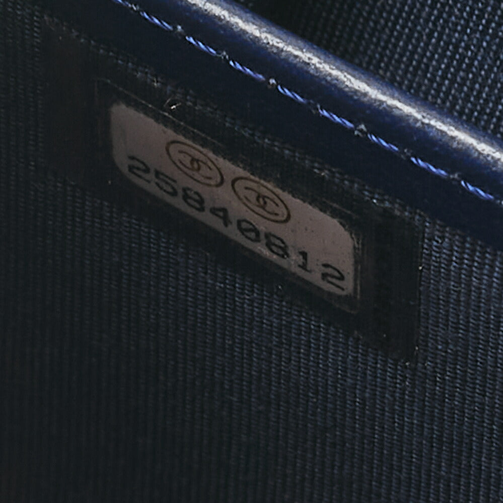 CHANEL Boy Chanel Matelasse Bi-fold Long Wallet Caviar Skin Navy Gold-Tone Hardware, Pre-Owned