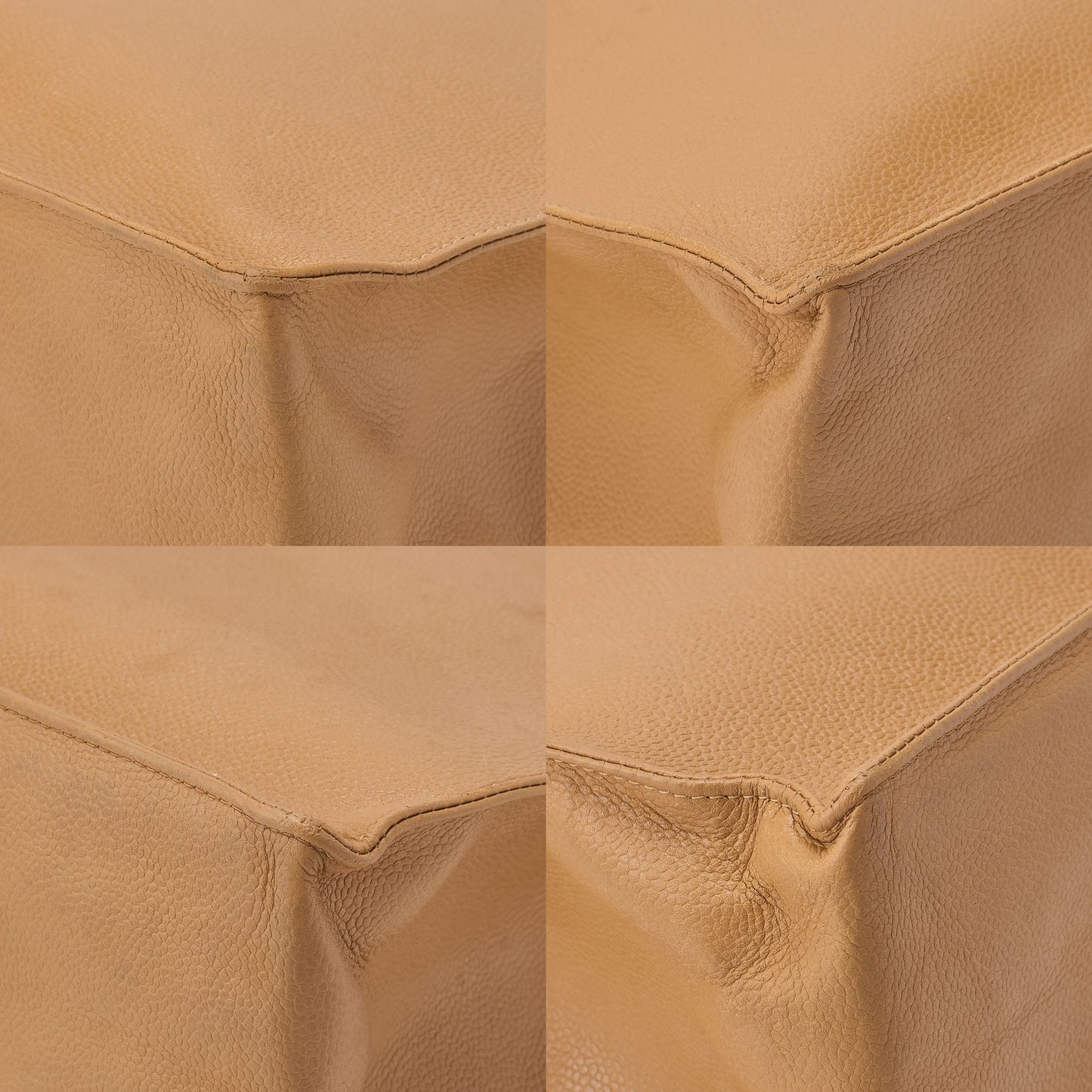 CHANEL Big Coco Mark Tote Bag Caviar Skin Beige Gold-Tone Hardware, Pre-Owned