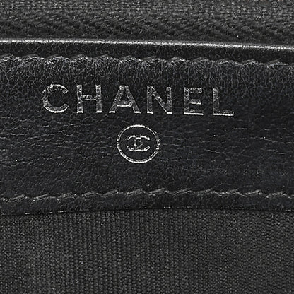 CHANEL Boy Chanel Matelasse Chain Wallet Caviar Skin Black Silver-Tone Hardware, Pre-Owned