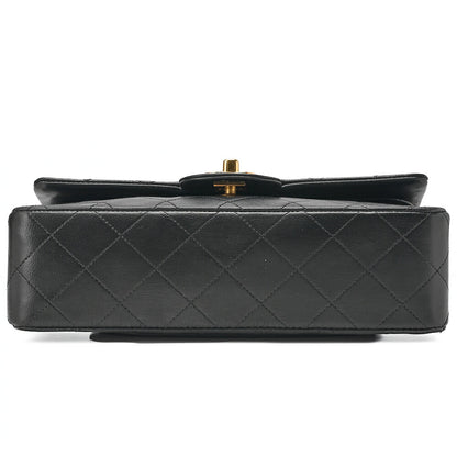 CHANEL Matelasse Double Flap 23cm Chain Shoulder Lambskin Black Gold-Tone Hardware, Pre-Owned