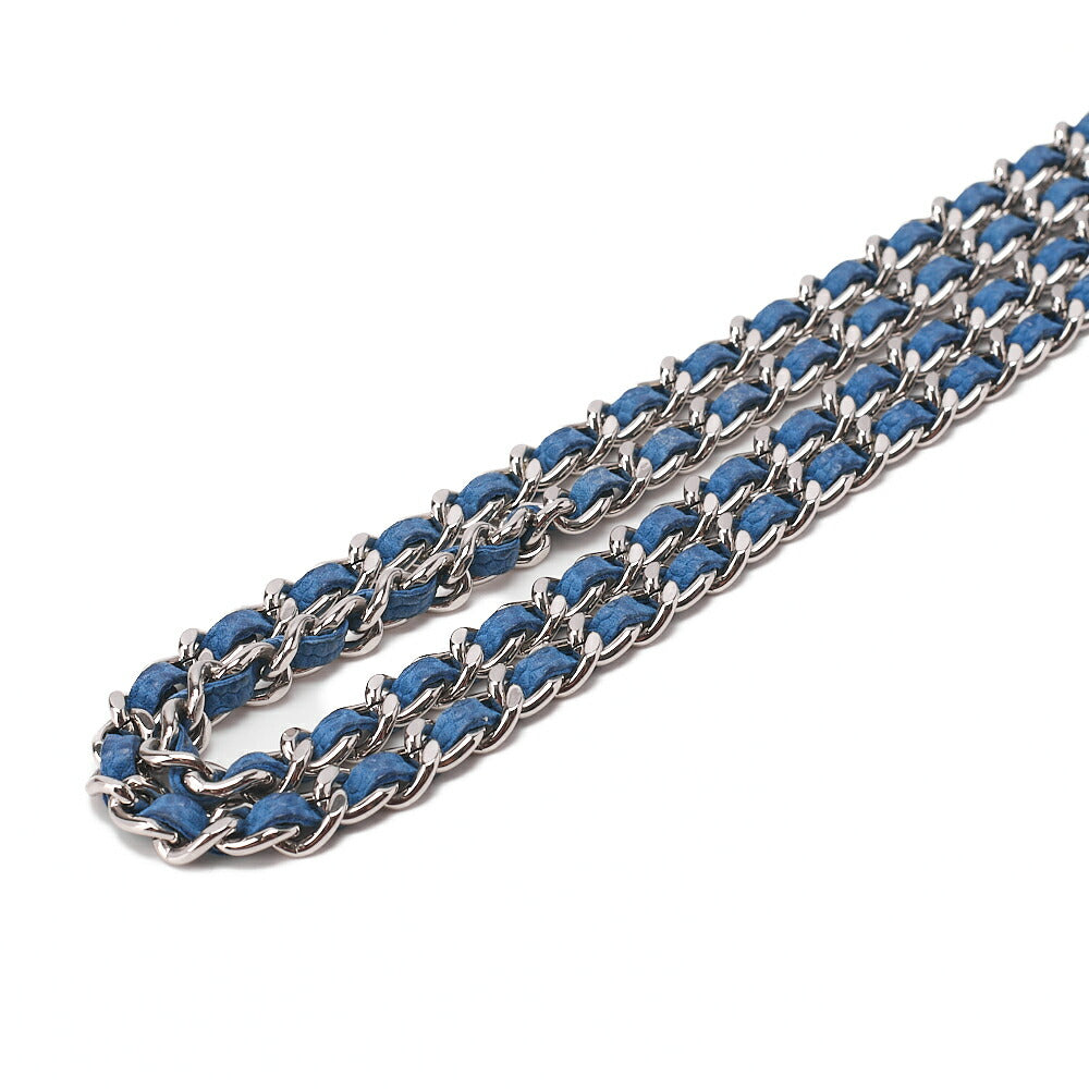 CHANEL Matelasse Chain Wallet Caviar Skin Blue Silver-Tone Hardware, Pre-Owned