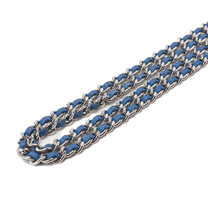 CHANEL Matelasse Chain Wallet Caviar Skin Blue Silver-Tone Hardware, Pre-Owned