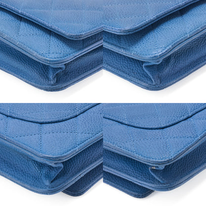 CHANEL Matelasse Chain Wallet Caviar Skin Blue Silver-Tone Hardware, Pre-Owned