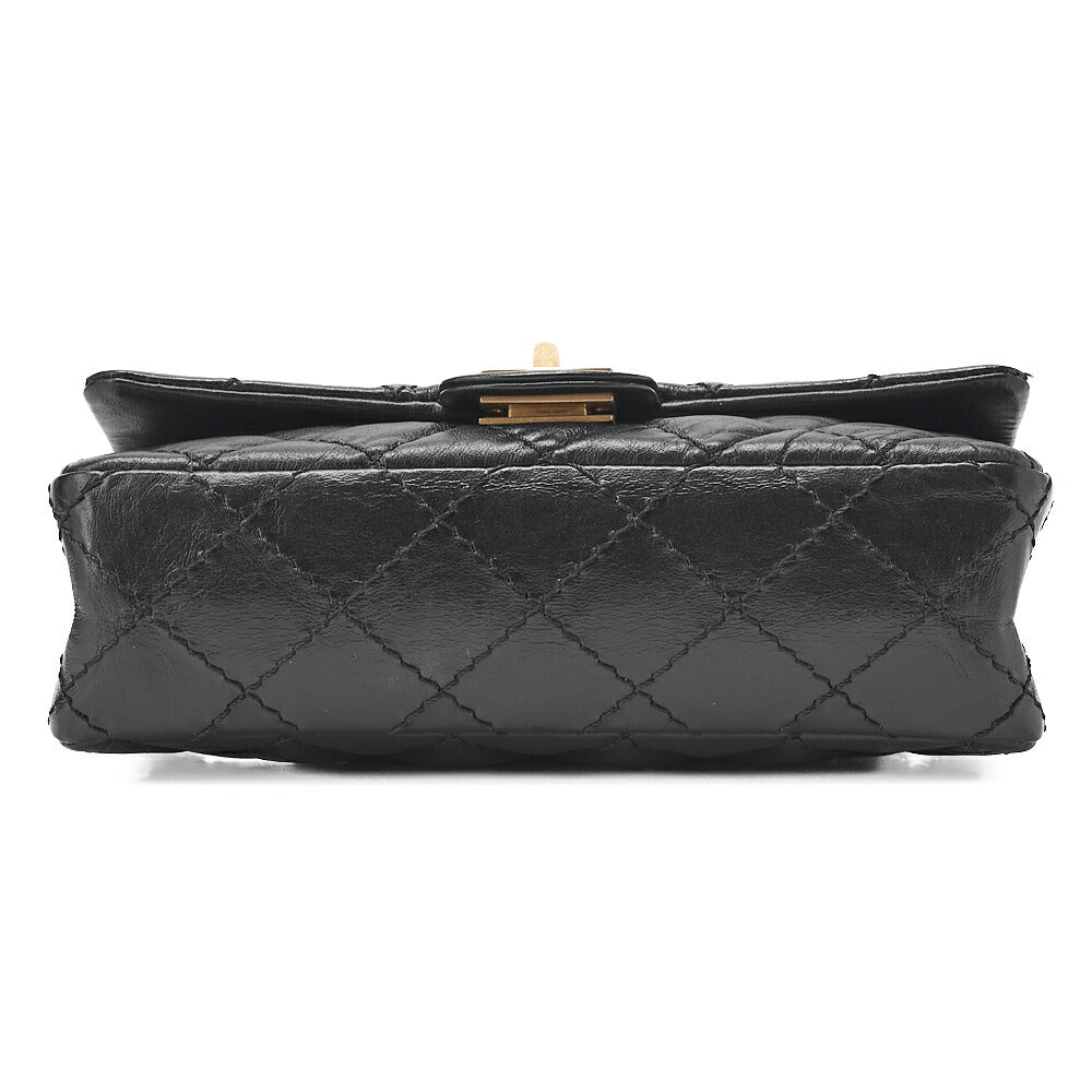 CHANEL Waist Pouch Matelasse 2.55 Lambskin Black Gold-Tone Hardware, Pre-Owned