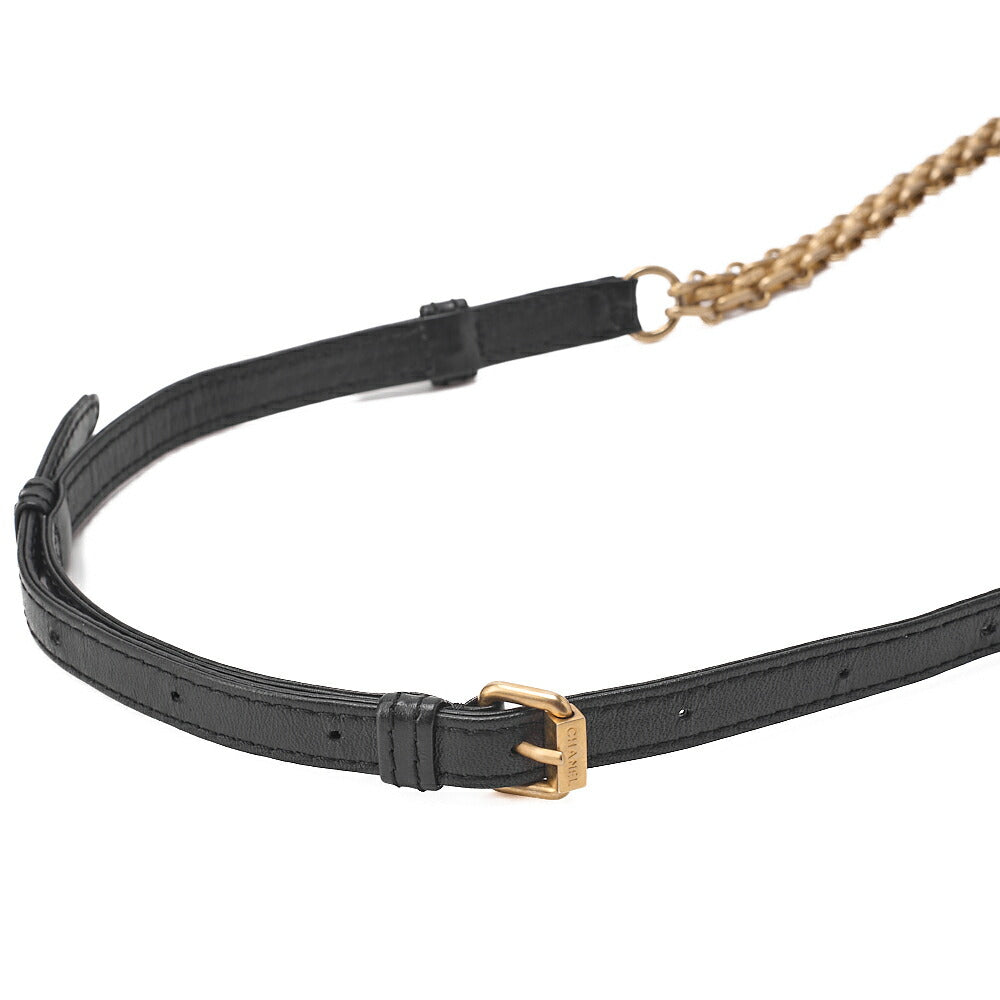 CHANEL Waist Pouch Matelasse 2.55 Lambskin Black Gold-Tone Hardware, Pre-Owned