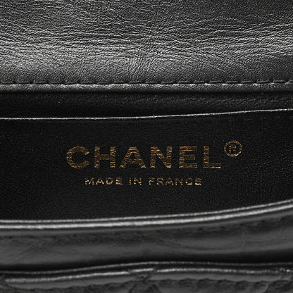 CHANEL Waist Pouch Matelasse 2.55 Lambskin Black Gold-Tone Hardware, Pre-Owned