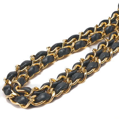 CHANEL Chain Shoulder Bag Mini Matlasse 17cm Lambskin Black Gold-Tone Hardware, Pre-Owned