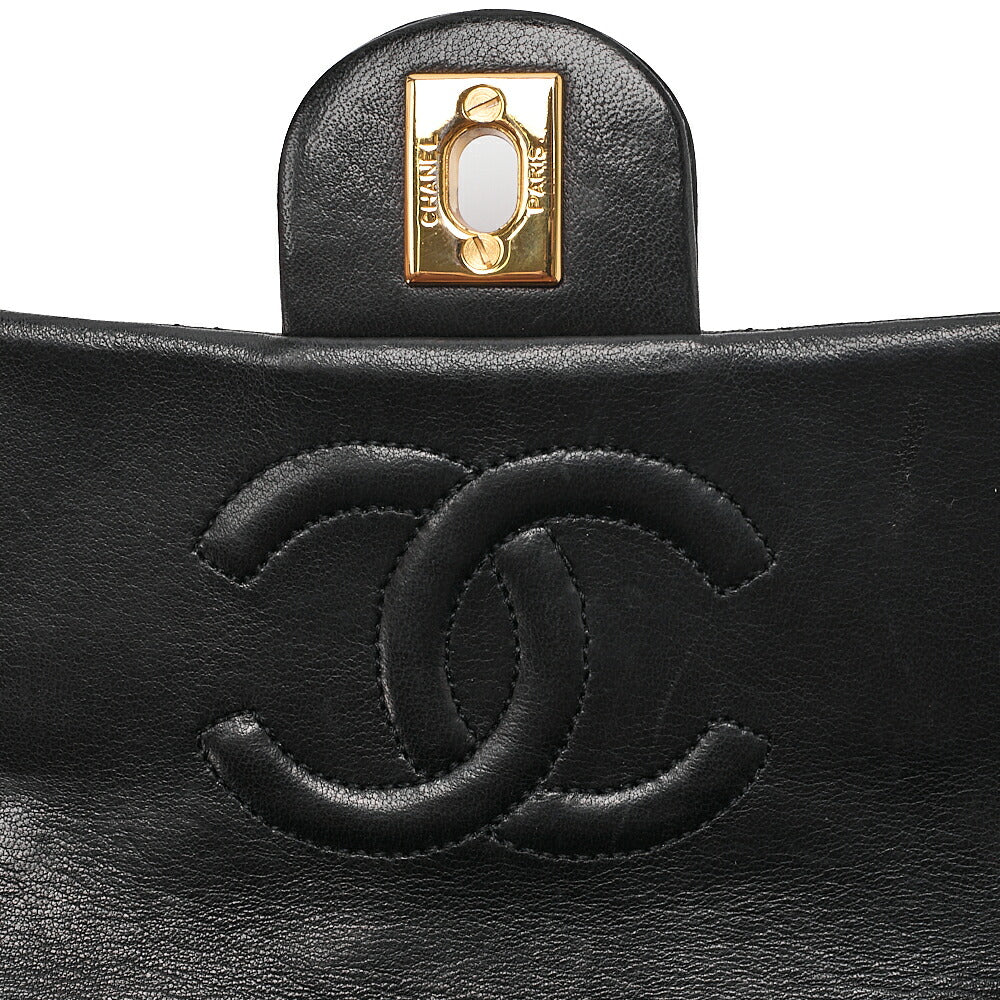 CHANEL Chain Shoulder Bag Mini Matlasse 17cm Lambskin Black Gold-Tone Hardware, Pre-Owned