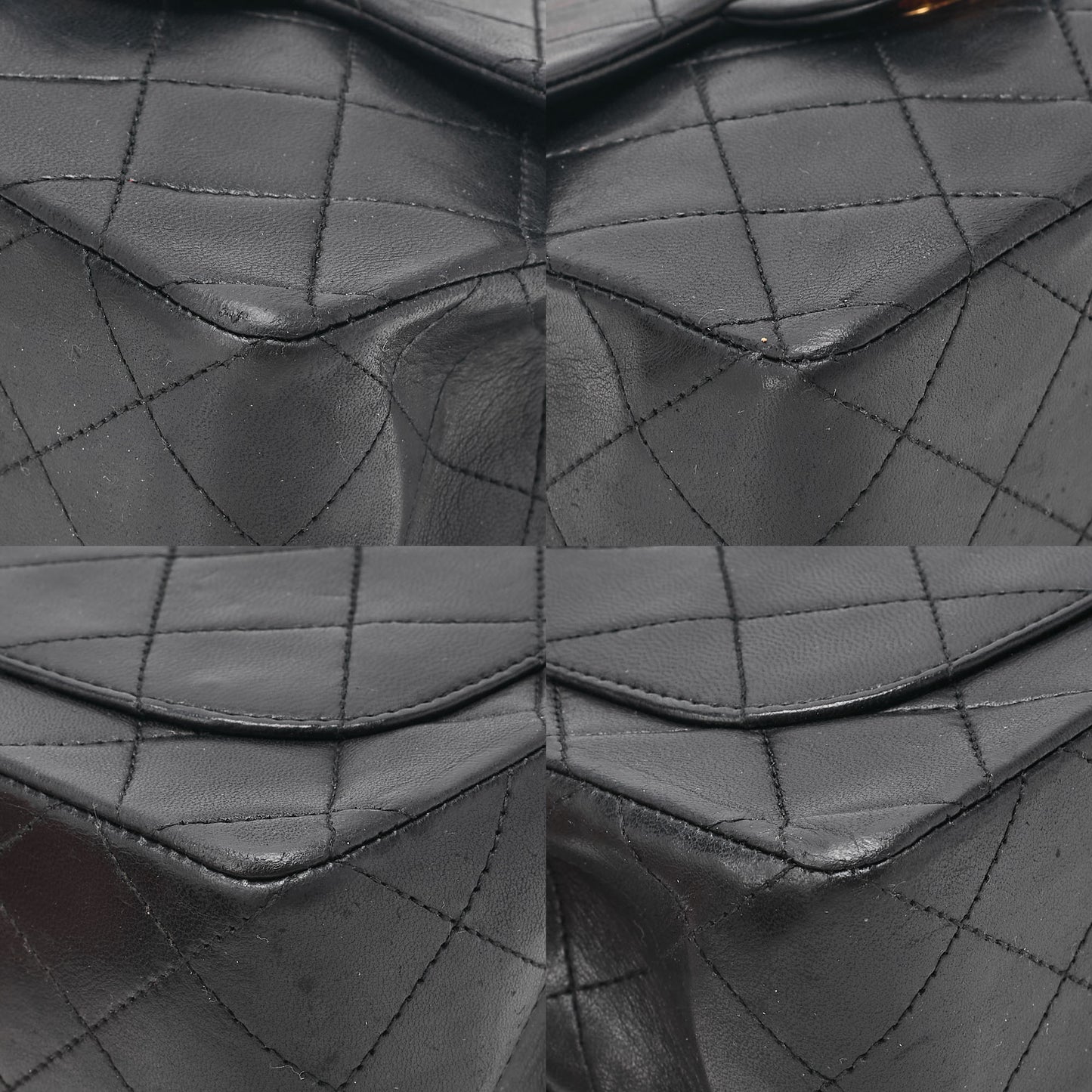 CHANEL Chain Shoulder Bag Mini Matlasse 17cm Lambskin Black Gold-Tone Hardware, Pre-Owned