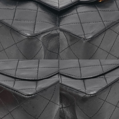 CHANEL Chain Shoulder Bag Mini Matlasse 17cm Lambskin Black Gold-Tone Hardware, Pre-Owned