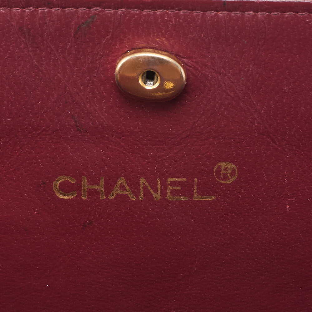 CHANEL Lambskin Matelasse Coco Mark Square W Chain Shoulder Black Gold-Tone Hardware, Pre-Owned