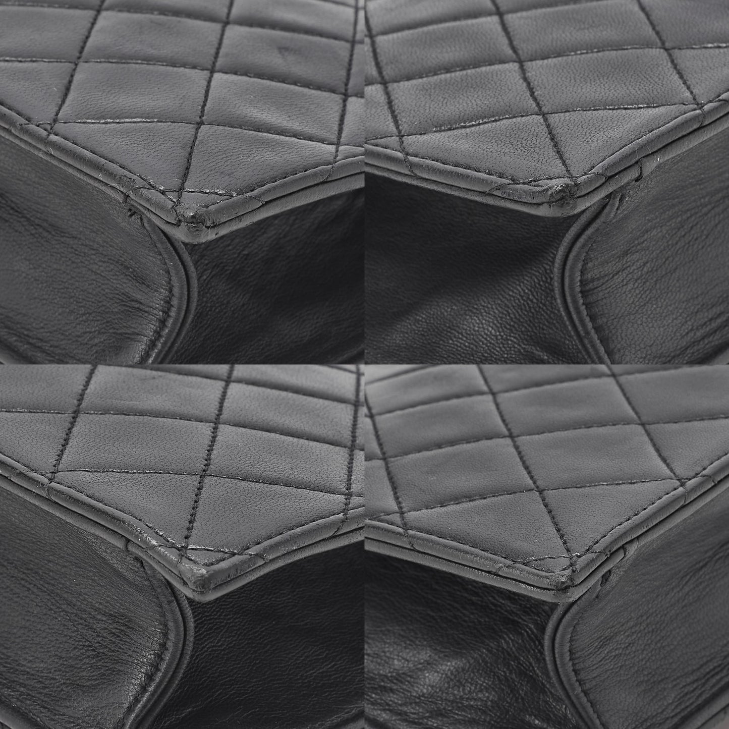 CHANEL Lambskin Matelasse Coco Mark Square W Chain Shoulder Black Gold-Tone Hardware, Pre-Owned