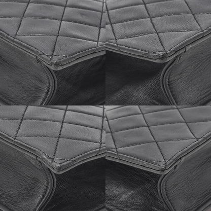 CHANEL Lambskin Matelasse Coco Mark Square W Chain Shoulder Black Gold-Tone Hardware, Pre-Owned