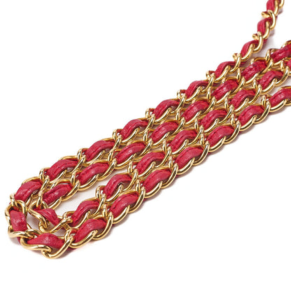 CHANEL Matelasse Coco Mark with Fringe Chain Shoulder Lambskin Red Gold-Tone Hardware, Pre-Owned