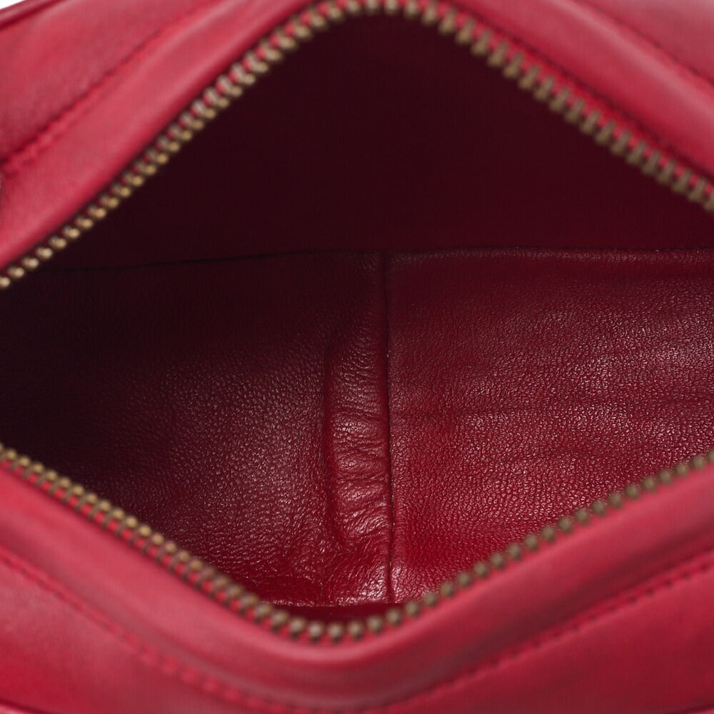 CHANEL Matelasse Coco Mark with Fringe Chain Shoulder Lambskin Red Gold-Tone Hardware, Pre-Owned