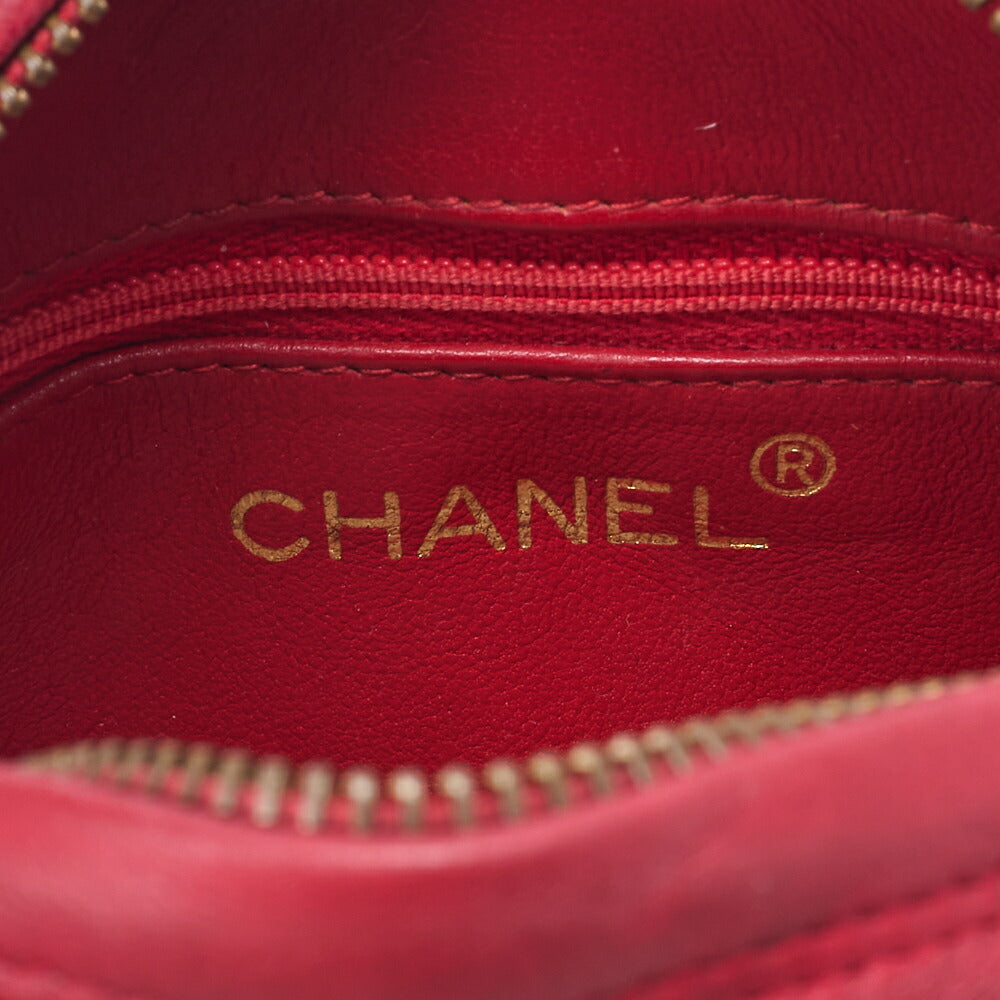 CHANEL Matelasse Coco Mark with Fringe Chain Shoulder Lambskin Red Gold-Tone Hardware, Pre-Owned