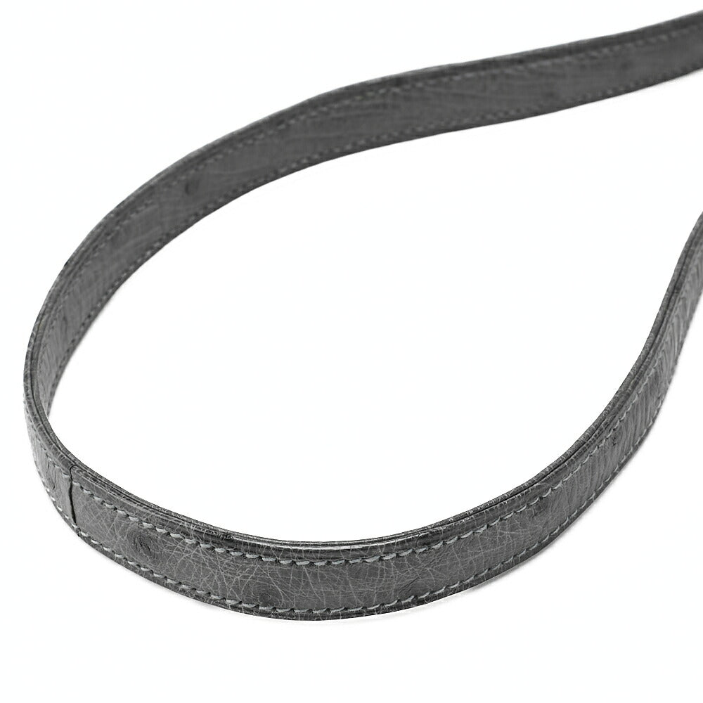 HERMES Hermes Reedy V-Flap Ostrich Shoulder Bag Gray Gold-Tone Hardware, Pre-Owned