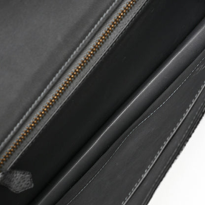 HERMES Hermes Reedy V-Flap Ostrich Shoulder Bag Gray Gold-Tone Hardware, Pre-Owned