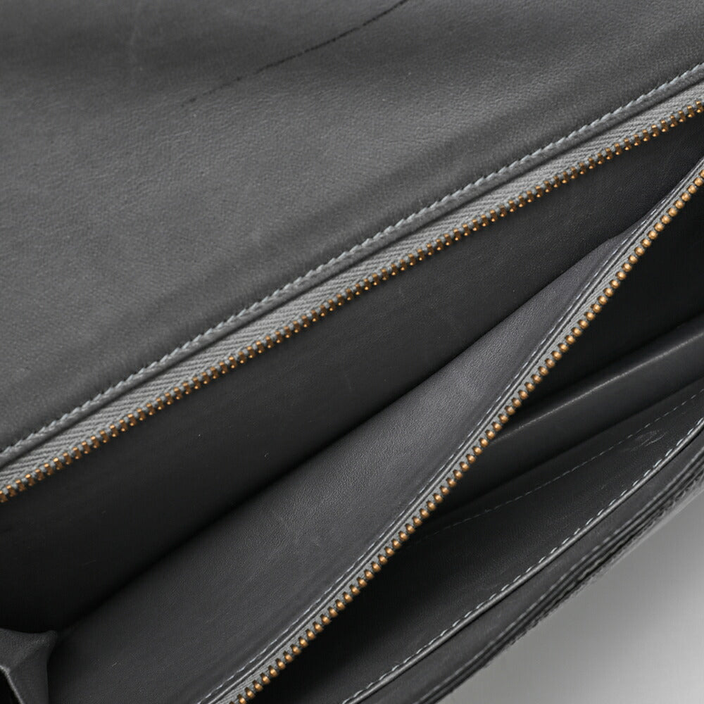 HERMES Hermes Reedy V-Flap Ostrich Shoulder Bag Gray Gold-Tone Hardware, Pre-Owned