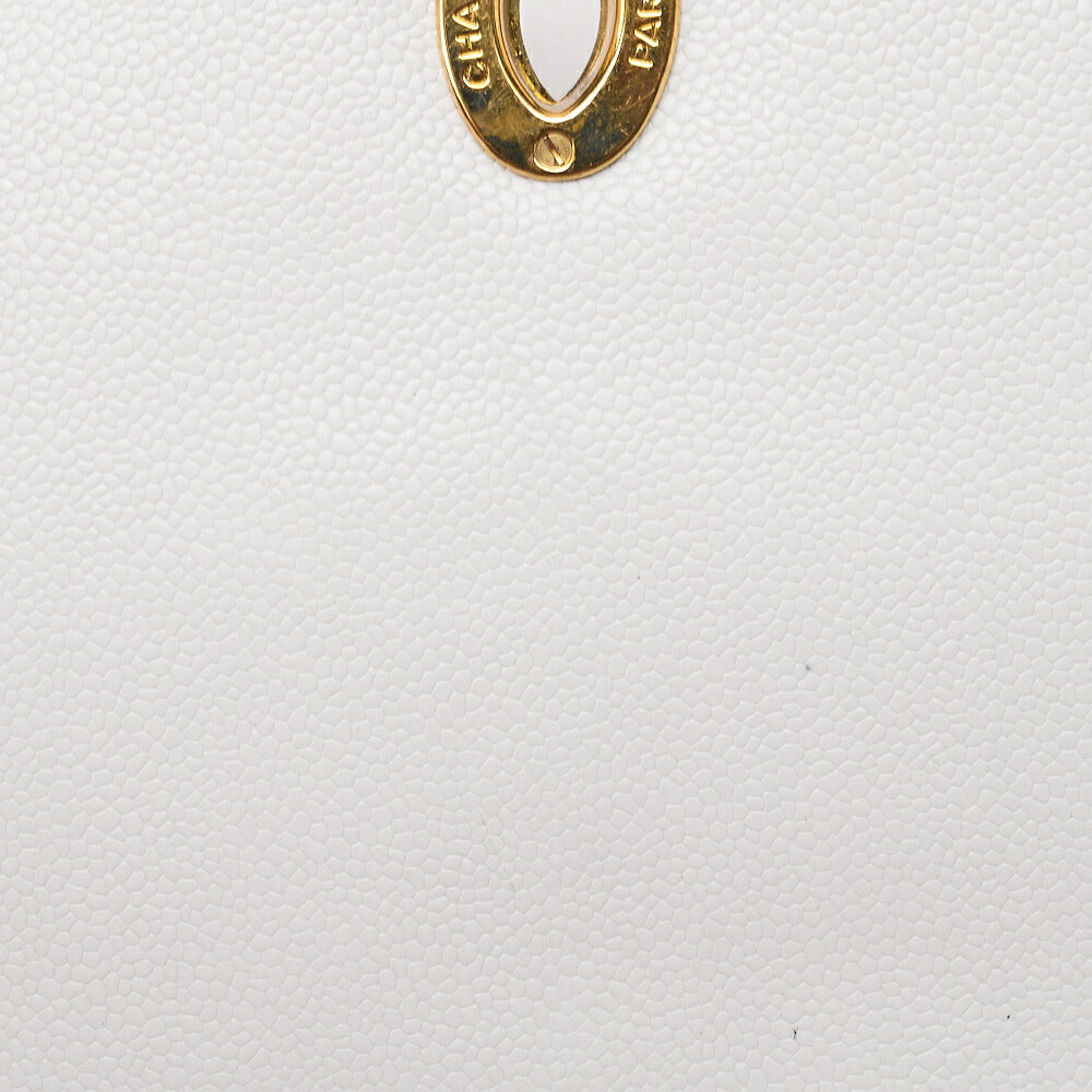 CHANEL Caviar Skin Big Coco Single V-Stitch V-Flap Chain Shoulder White Gold-Tone Hardware, Pre-Owned