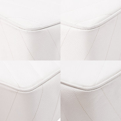 CHANEL Caviar Skin Big Coco Single V-Stitch V-Flap Chain Shoulder White Gold-Tone Hardware, Pre-Owned