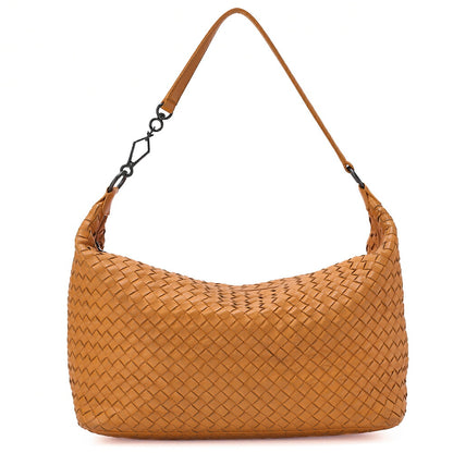 BOTTEGA VENETA Intrecciato Lambskin One Shoulder Bag Orange Black-Tone Hardware, Pre-Owned