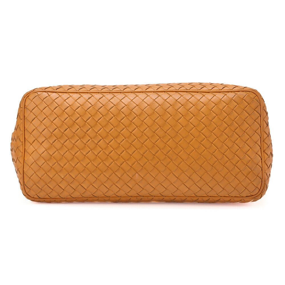 BOTTEGA VENETA Intrecciato Lambskin One Shoulder Bag Orange Black-Tone Hardware, Pre-Owned