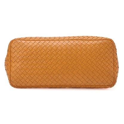 BOTTEGA VENETA Intrecciato Lambskin One Shoulder Bag Orange Black-Tone Hardware, Pre-Owned