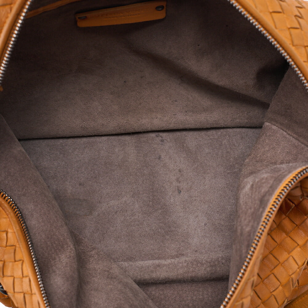 BOTTEGA VENETA Intrecciato Lambskin One Shoulder Bag Orange Black-Tone Hardware, Pre-Owned