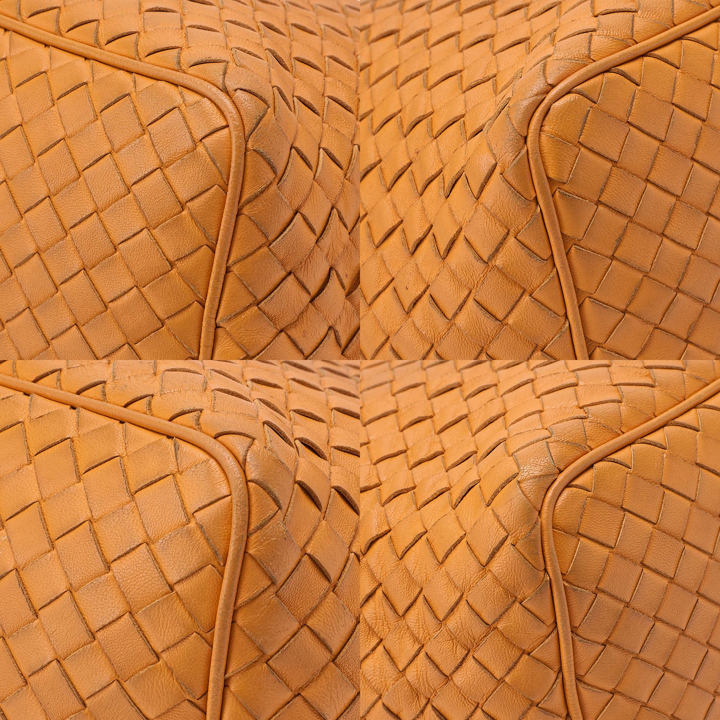 BOTTEGA VENETA Intrecciato Lambskin One Shoulder Bag Orange Black-Tone Hardware, Pre-Owned