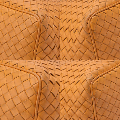 BOTTEGA VENETA Intrecciato Lambskin One Shoulder Bag Orange Black-Tone Hardware, Pre-Owned