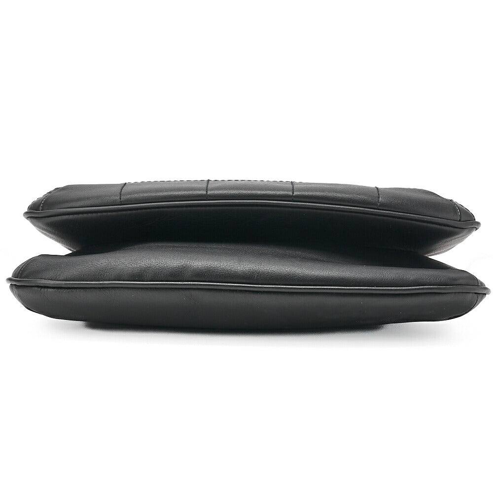 CHANEL Lambskin Chocolate Bar 2.55 Lock Round One Shoulder Black Silver-Tone Hardware, Pre-Owned