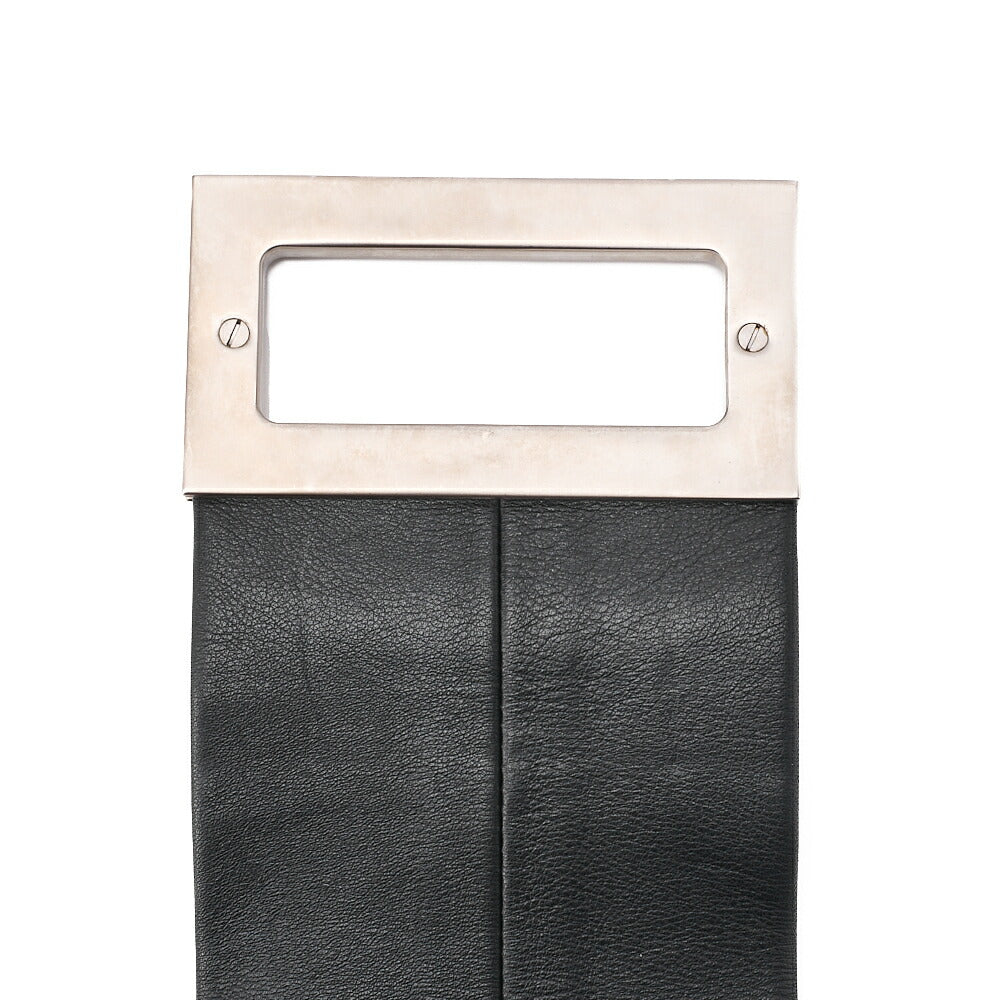 CHANEL Lambskin Chocolate Bar 2.55 Lock Round One Shoulder Black Silver-Tone Hardware, Pre-Owned