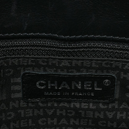 CHANEL Lambskin Chocolate Bar 2.55 Lock Round One Shoulder Black Silver-Tone Hardware, Pre-Owned