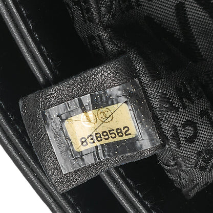 CHANEL Lambskin Chocolate Bar 2.55 Lock Round One Shoulder Black Silver-Tone Hardware, Pre-Owned