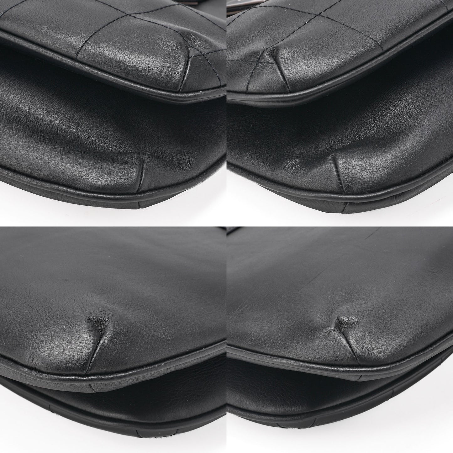 CHANEL Lambskin Chocolate Bar 2.55 Lock Round One Shoulder Black Silver-Tone Hardware, Pre-Owned