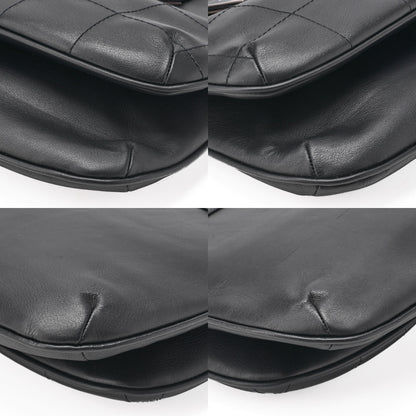 CHANEL Lambskin Chocolate Bar 2.55 Lock Round One Shoulder Black Silver-Tone Hardware, Pre-Owned