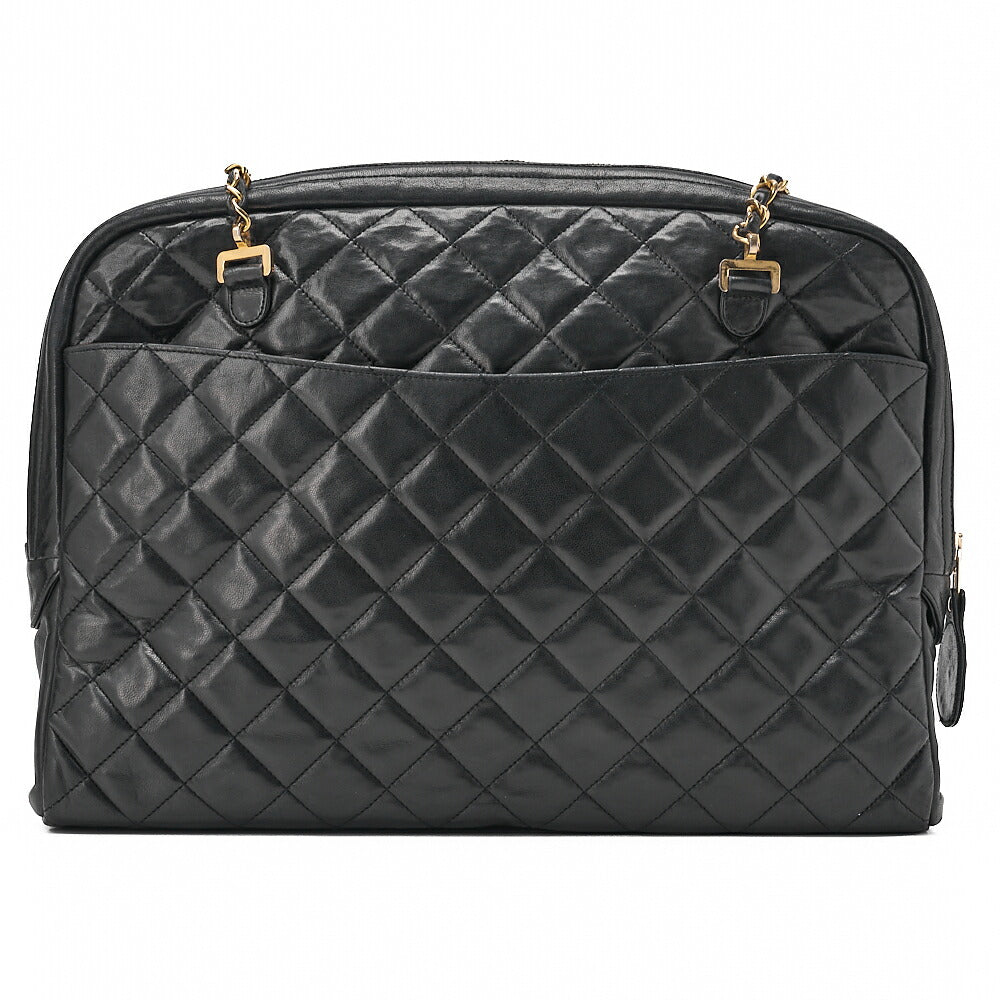 CHANEL Matlassse with Pull Charm Double Chain Shoulder Bag Lambskin Black Gold-Tone Hardware, Pre-Owned