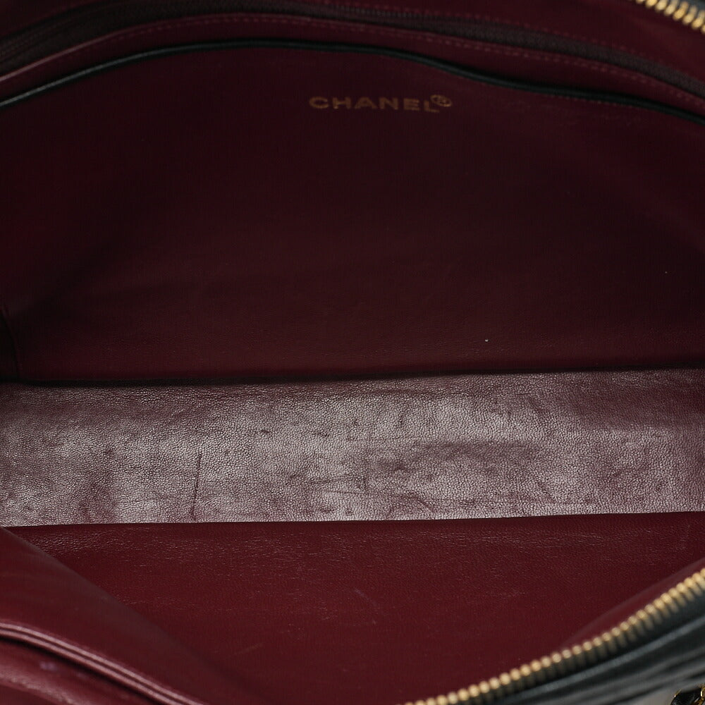 CHANEL Matlassse with Pull Charm Double Chain Shoulder Bag Lambskin Black Gold-Tone Hardware, Pre-Owned