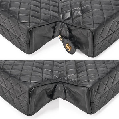 CHANEL Matlassse with Pull Charm Double Chain Shoulder Bag Lambskin Black Gold-Tone Hardware, Pre-Owned