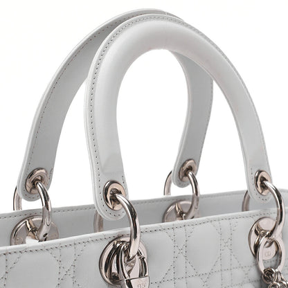 Dior Lady Dior Cannage Handbag Lambskin Light Blue Silver-Tone Hardware, Pre-Owned